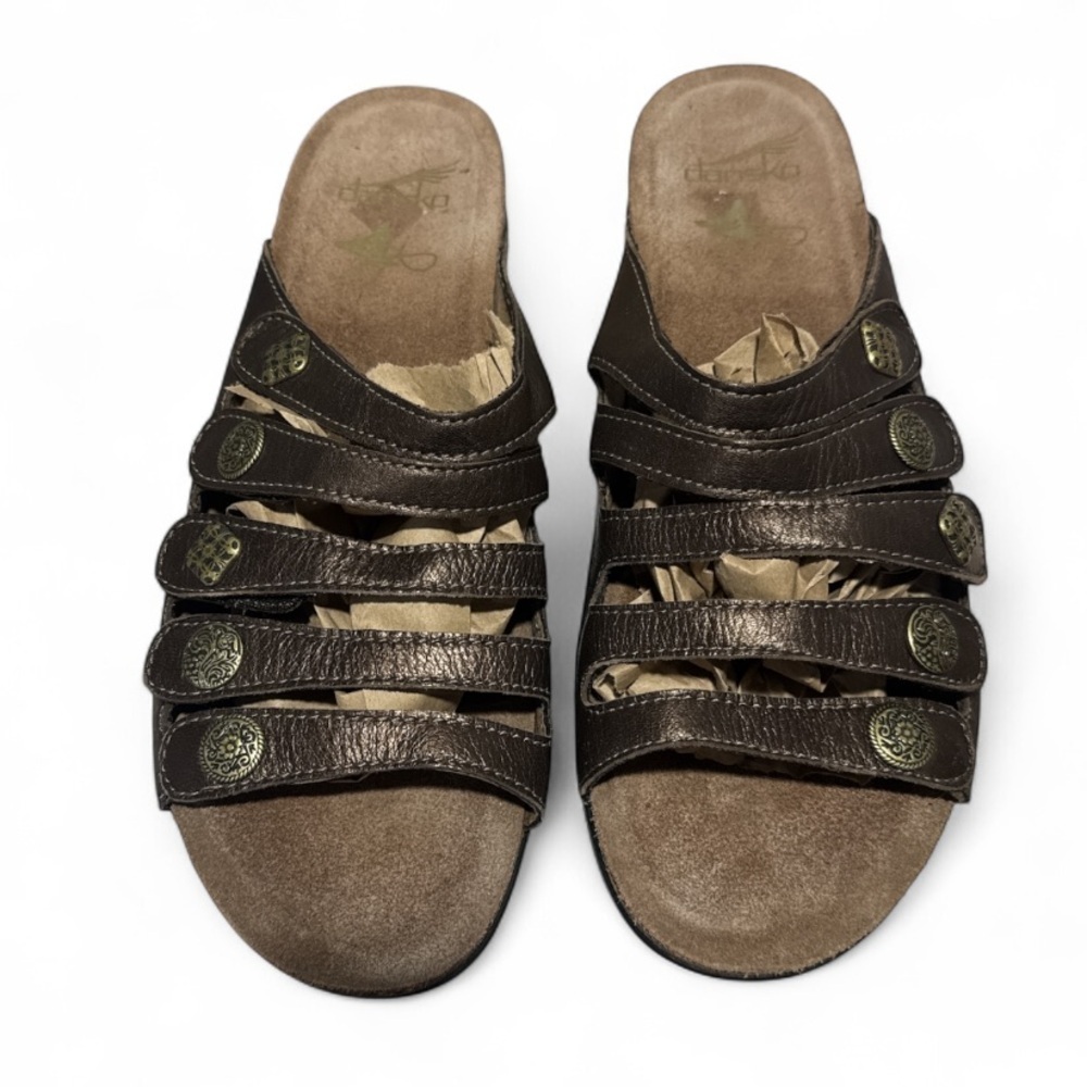 Dansko Janie sandals slide on Brown Leather Bronze Comfort 41 
US 11 11.5